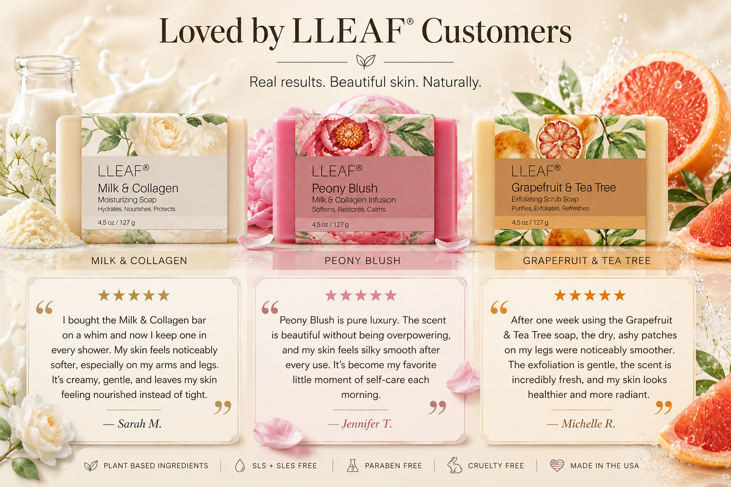 LLEAF® Grapefruit & Tea Tree Scrub Soap