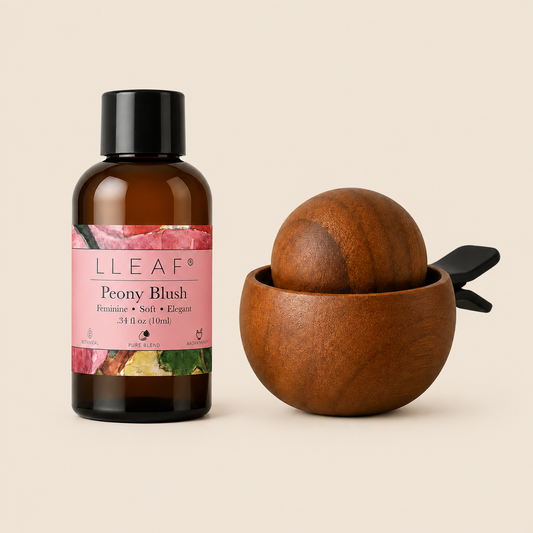 LLEAF® Peony Blush Essential Oil with Black Walnut Car Diffuser