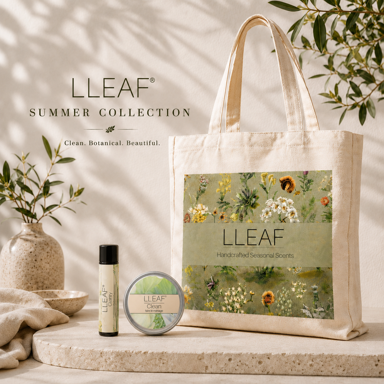 LLEAF®'s  Discovery Collection - Tote, Fragrance and Lip Balm