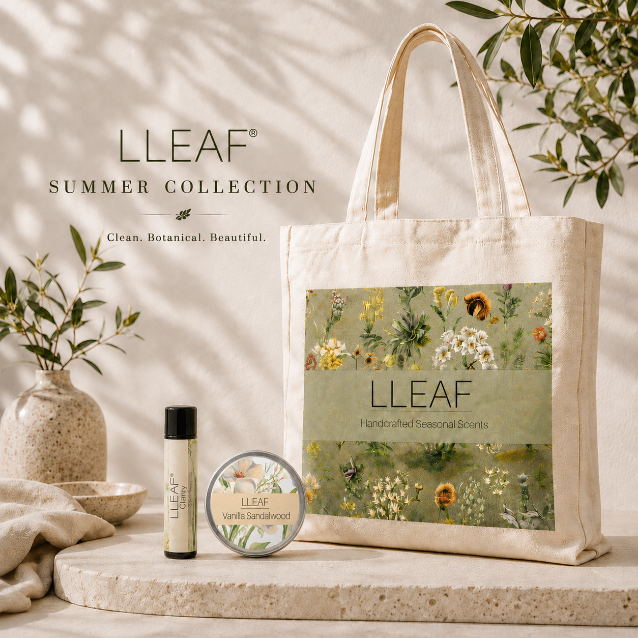 LLEAF®'s  Discovery Collection - Tote, Fragrance and Lip Balm