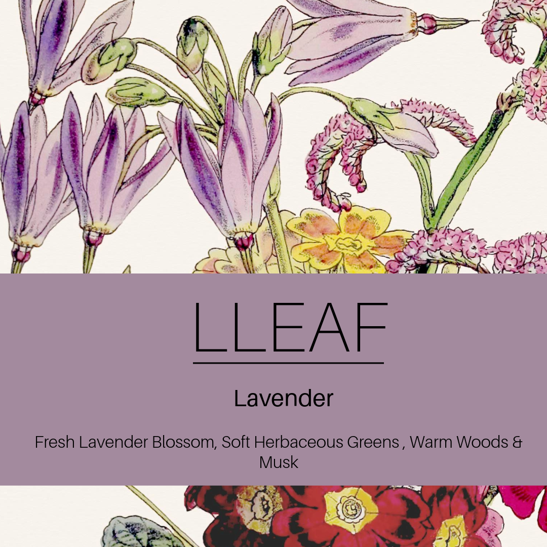 Floral design with 'LLEAF' branding and product description on a white background