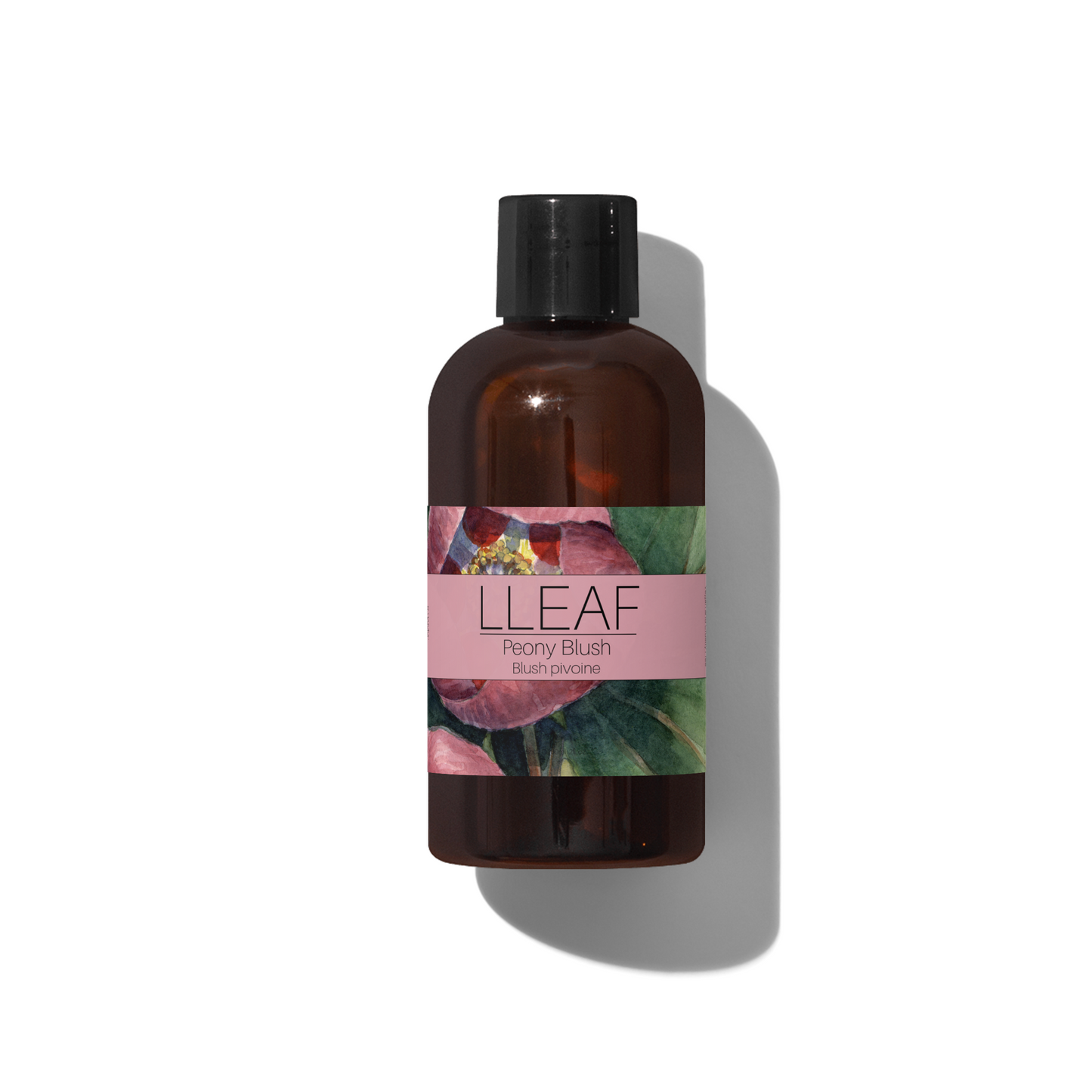 Brown bottle with a colorful label on a white background
