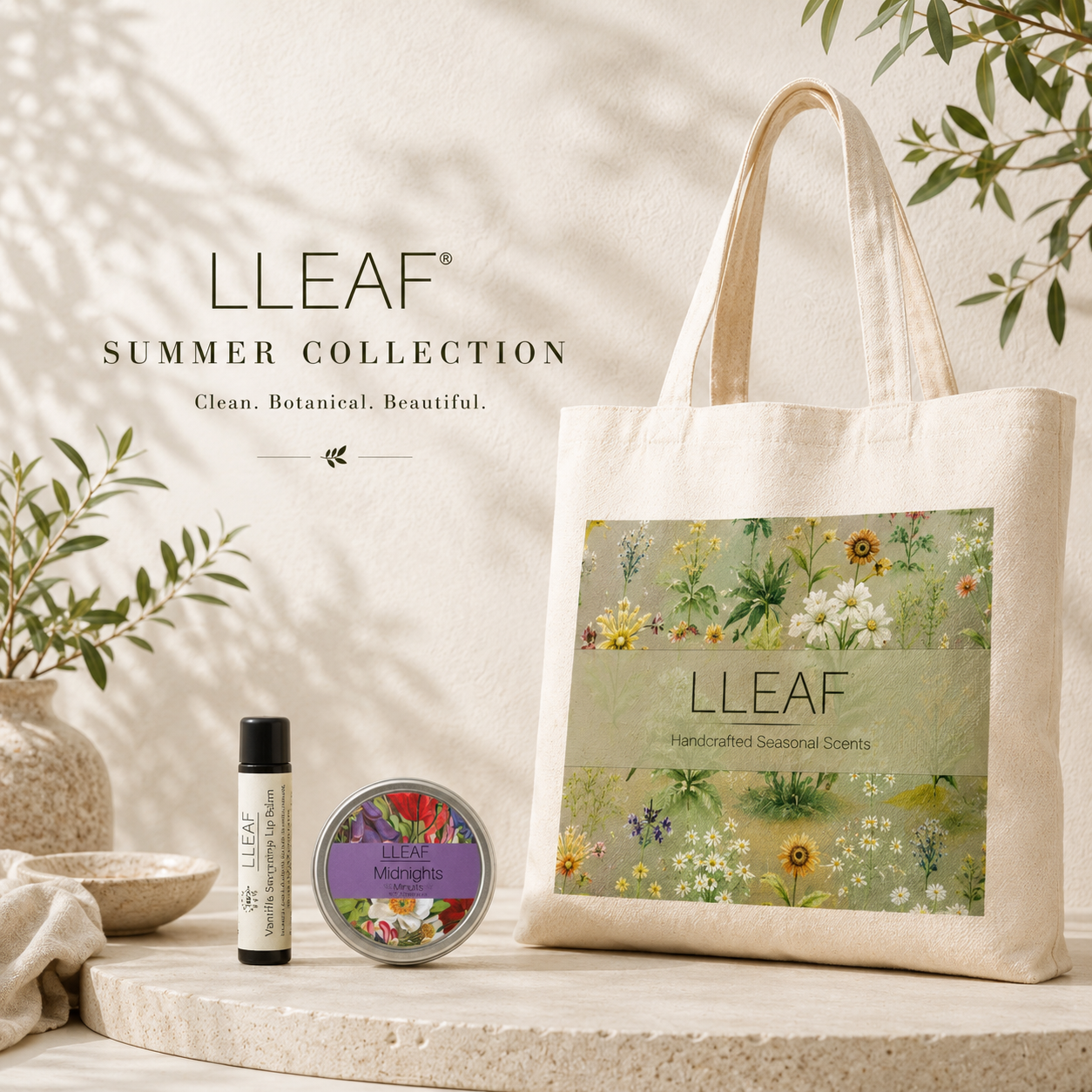 LLEAF®'s  Discovery Collection - Tote, Fragrance and Lip Balm