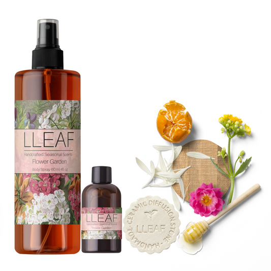 Flower Garden Scent Collection – LLEAF Body Spray, Essential Oil + Stone
