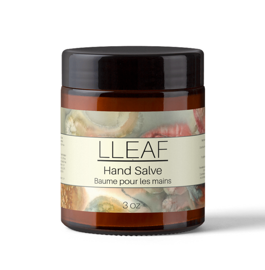 Jar of LLEAF Hand Salve on a white background