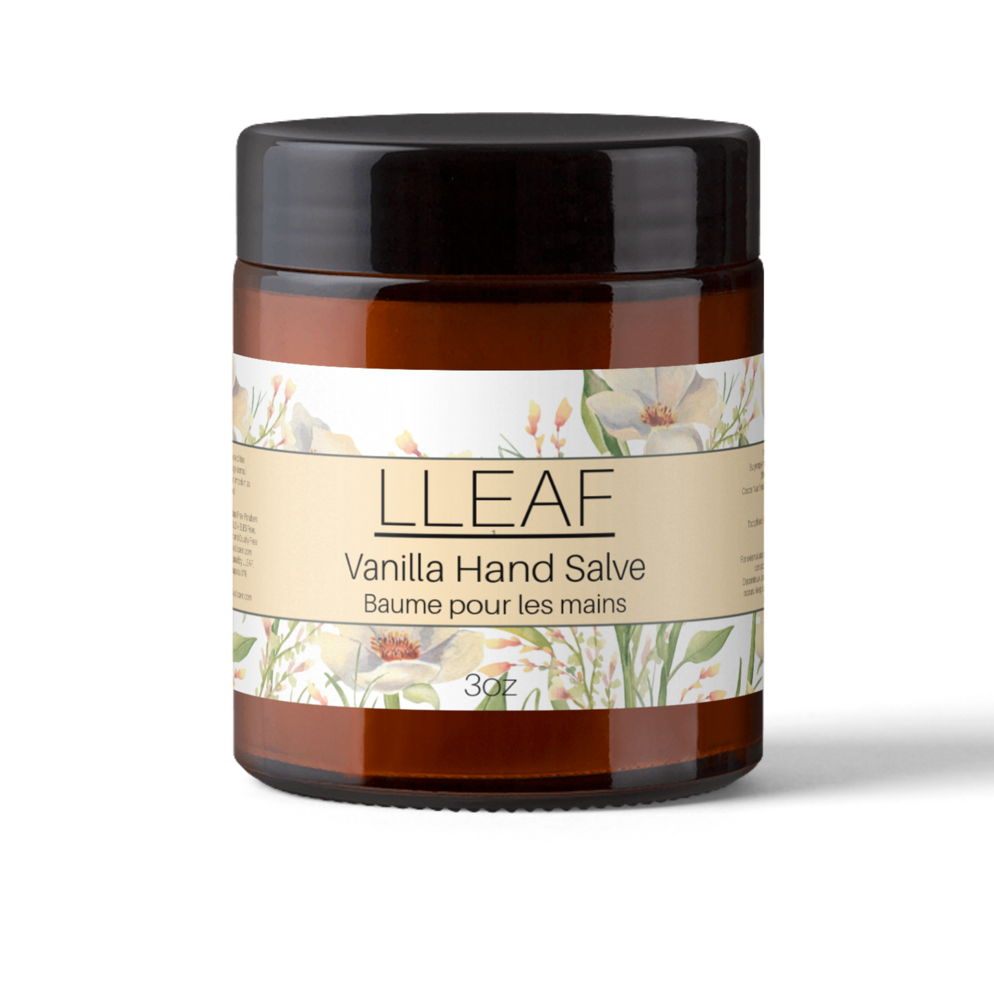 Jar of Vanilla Hand Salve with LLEAF branding on a white background