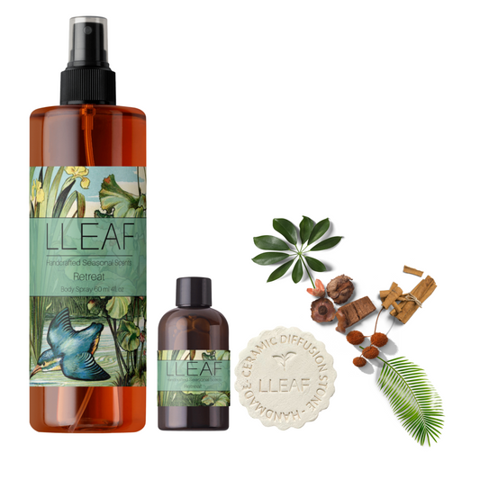 Retreat Scent Collection – LLEAF Body Spray, Essential Oil + Stone