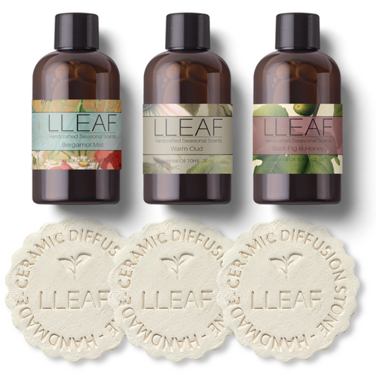 Collection of Bergamot Mist, Warm Oud, Black Fig Essential Oils with Scent Stones -  46% Savings