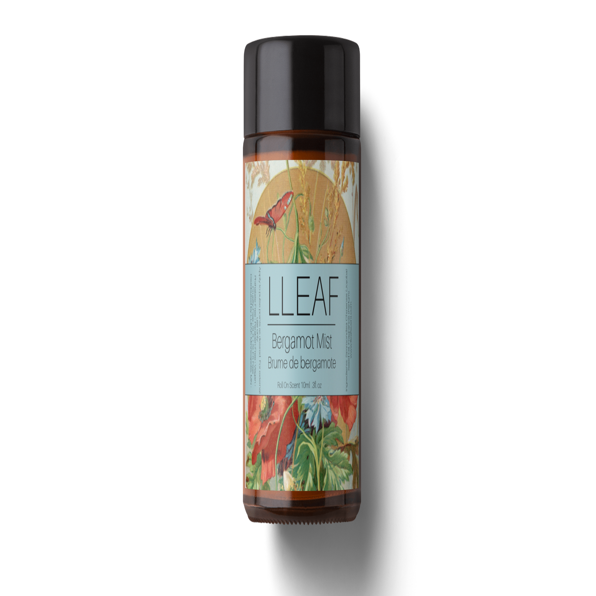 Bottle of LLEAF Bergamot Mist on a white background