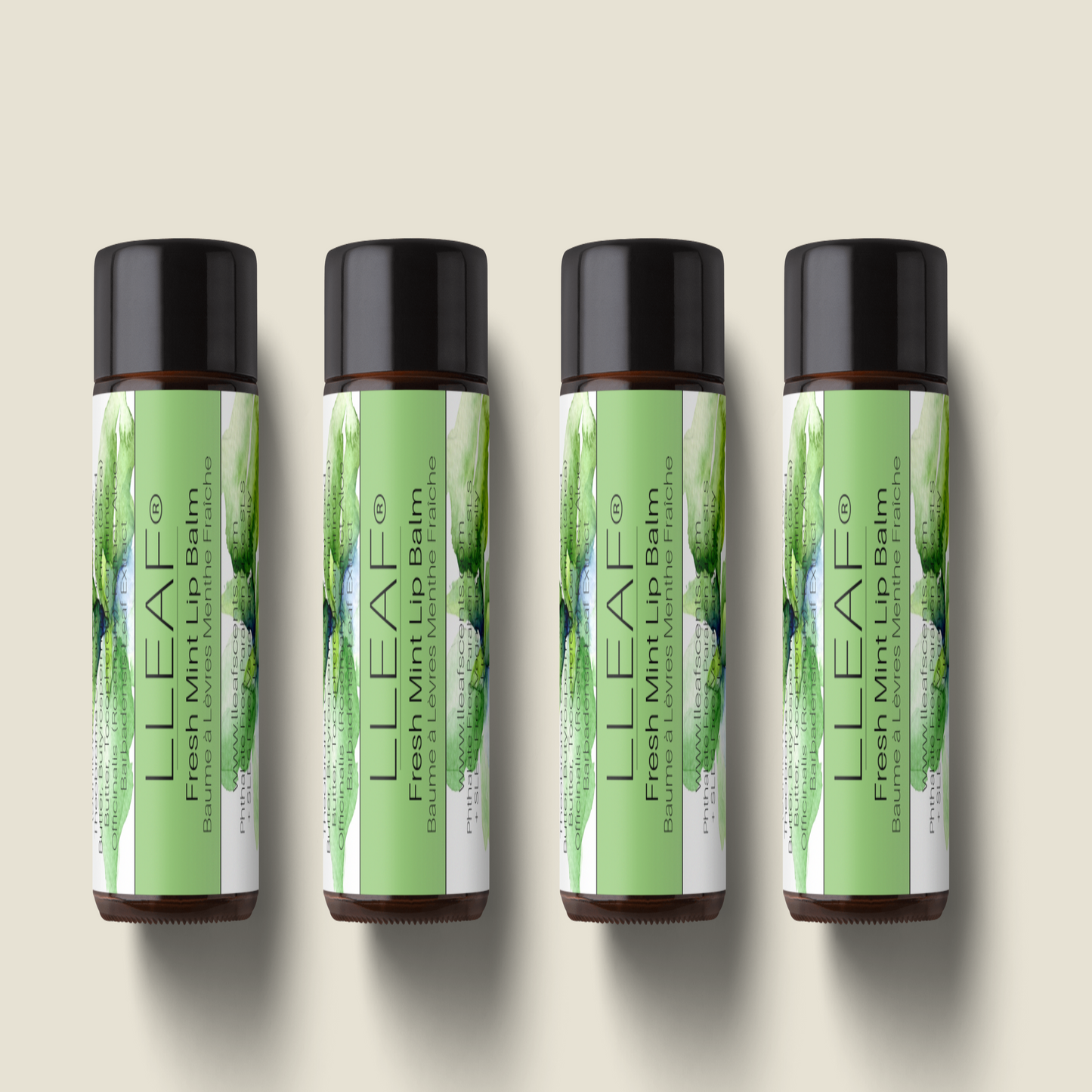 LLEAF® Fresh Mint Lip Balm -  Set of Four
