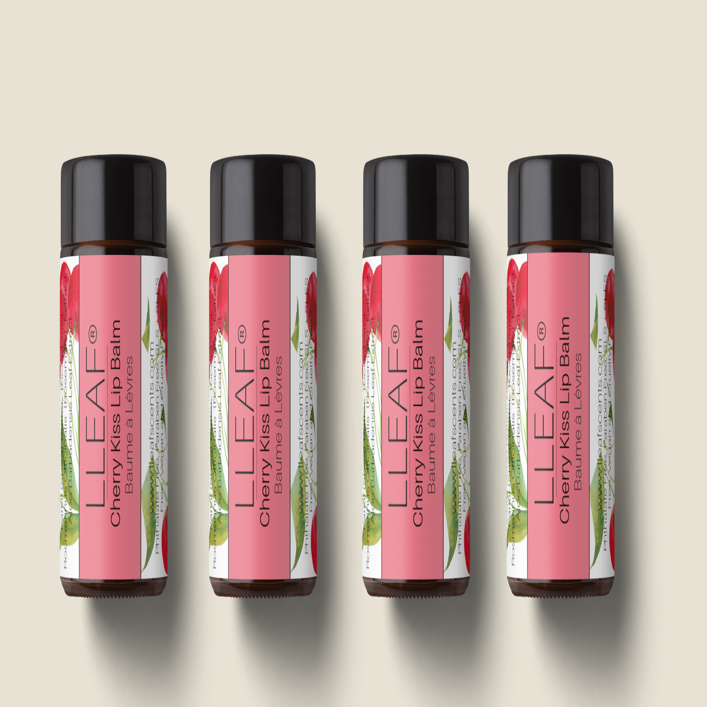LLEAF® Cherry Kiss Lip Balm -  Set of Four