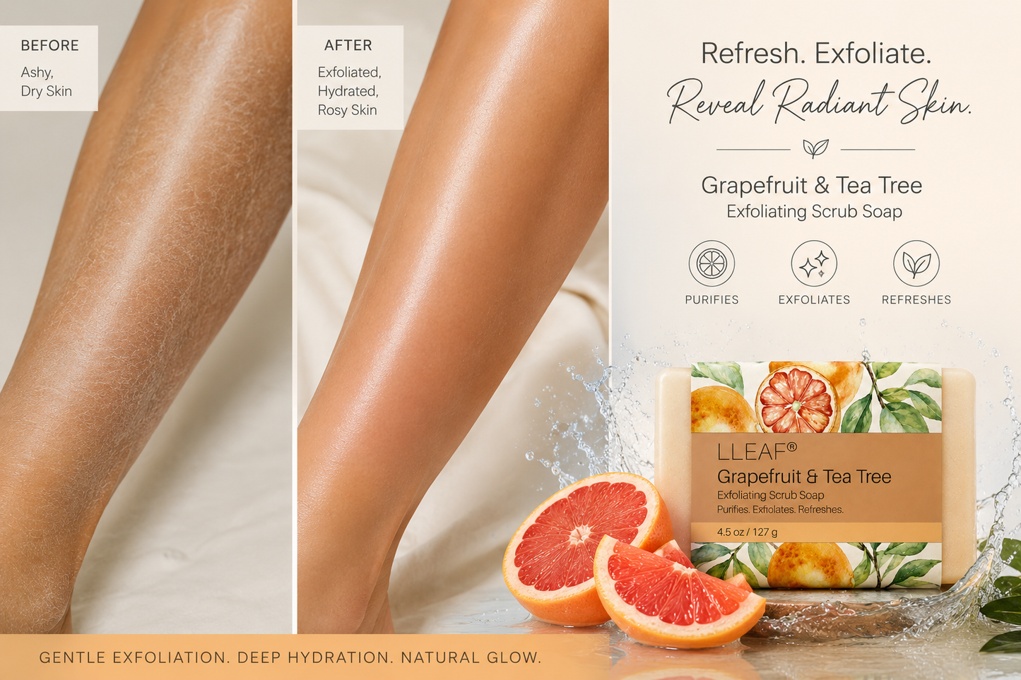 LLEAF®  Grapefruit & Tea Tree Scrub Soap